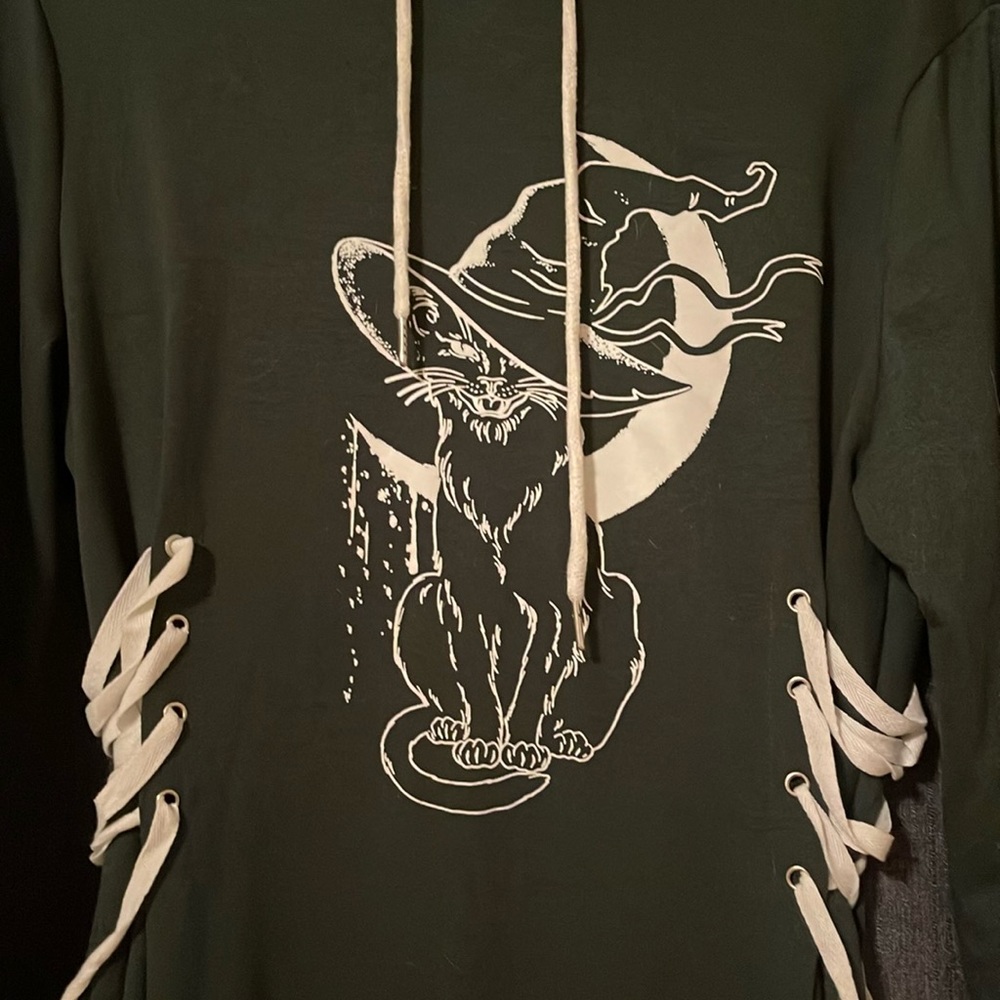 Dresslily Green Halloween Cat Hoodie - Picture 6 of 7